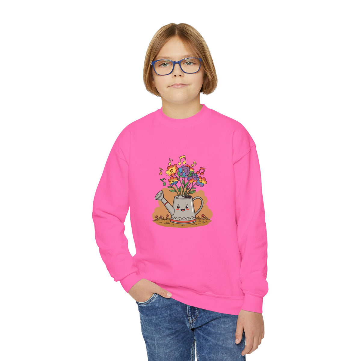 Cute Floral Music Youth Crewneck Sweatshirt