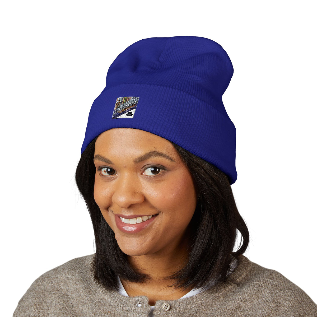 Cozy Embroidered Cuffed Beanie - Winter Warmth &amp; Style
