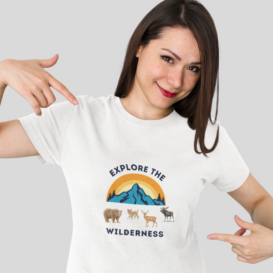 Explore The Wilderness Printed Unisex Tee - Casual Wear Graphic Shirt - Mens/Womens Top - Unique comfort Tee - Gift - Festival Apparel