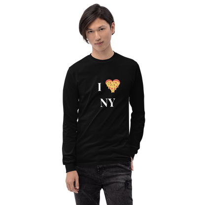 I Love NY Pizza Long Sleeve T-Shirt - Garment-Dyed Unisex Tee