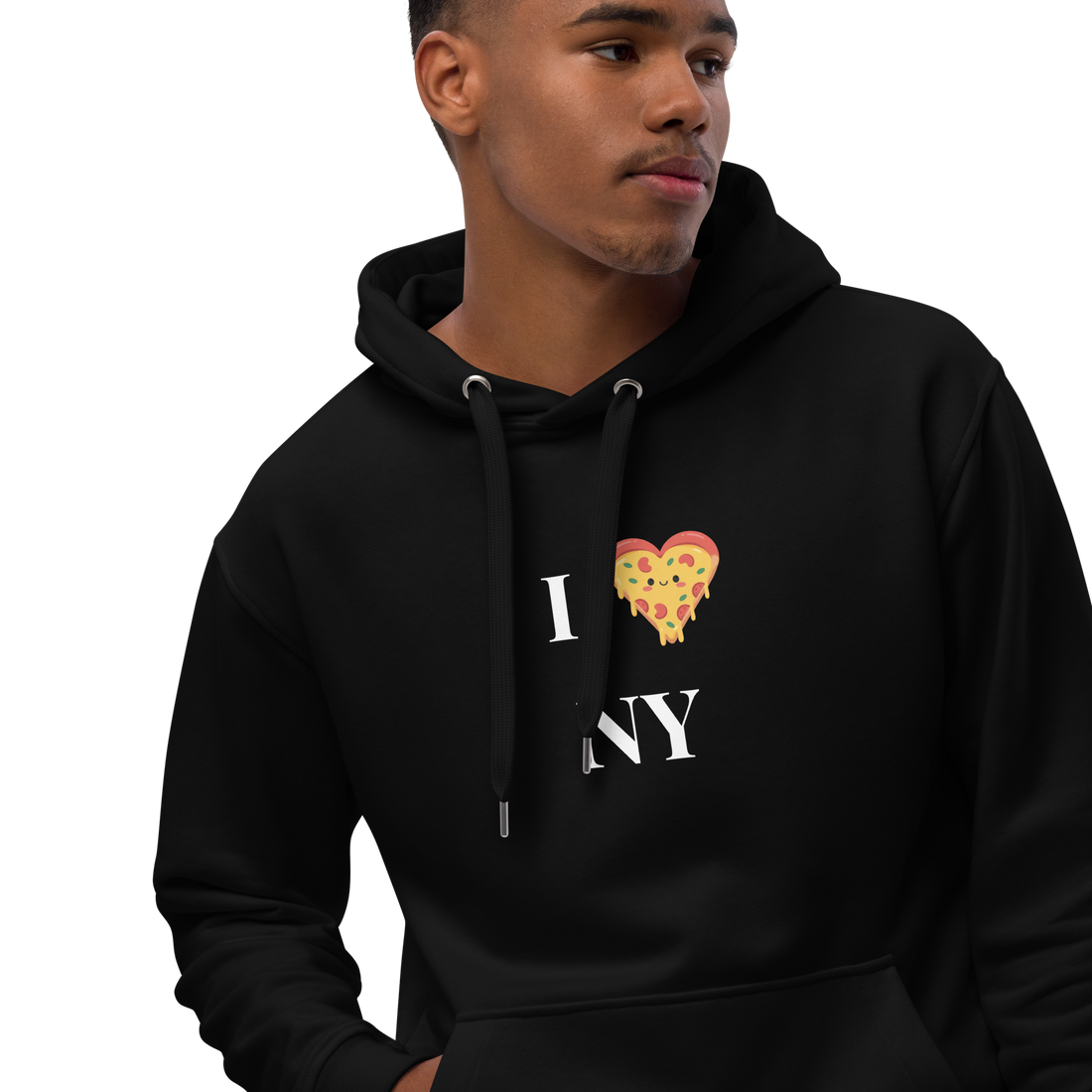 Pizza I NY Hoodie — Cozy Grey Fleece Pullover