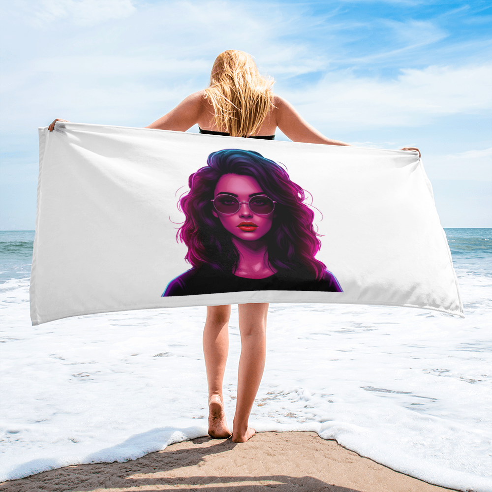 Chic Sunset Beach Towel - Vibrant Artistic Design for Summer Fun