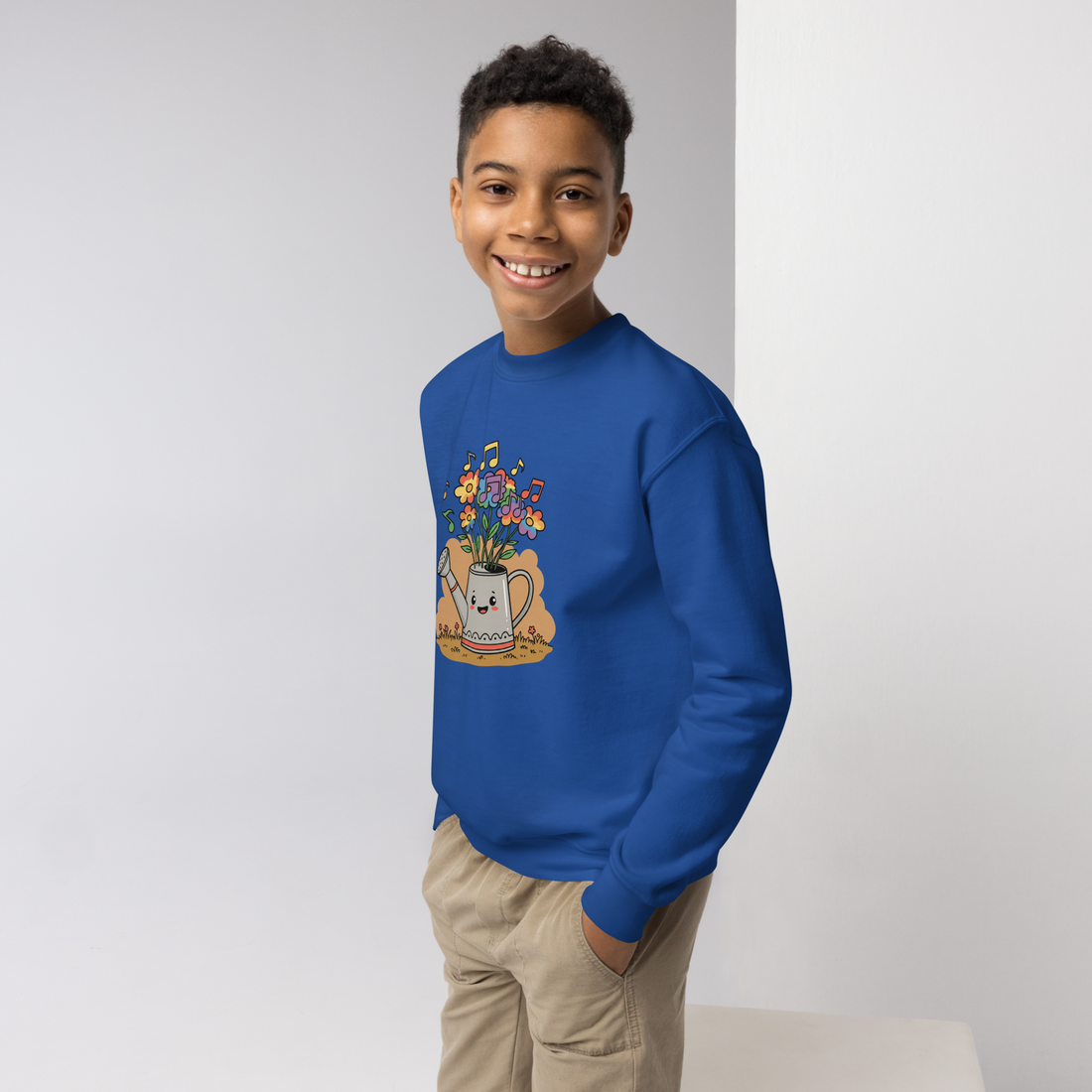 Cute Floral Music Youth Crewneck Sweatshirt