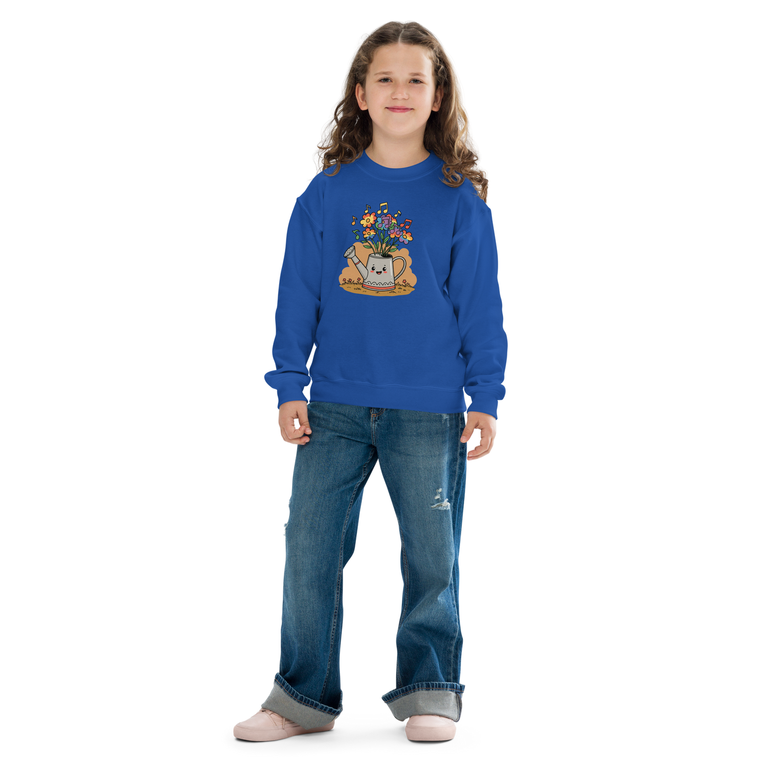 Cute Floral Music Youth Crewneck Sweatshirt