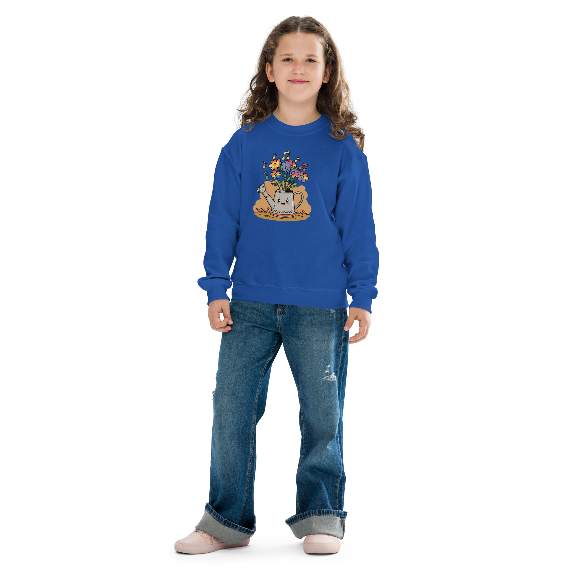 Cute Floral Music Youth Crewneck Sweatshirt