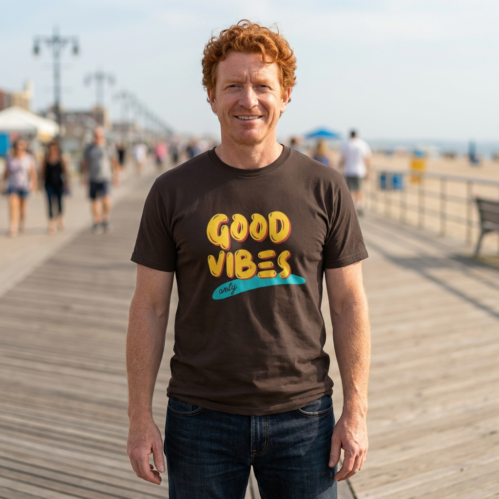 Unisex Heavy Cotton Tee - Good Vibes Only Printed  T-Shirt - Comfortable Casual Wear Tee - Unique Graphic Tee - Gift