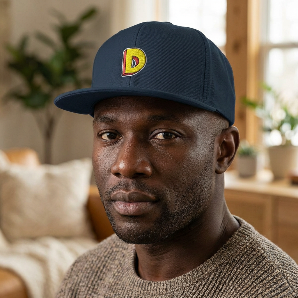 Flat Bill Snapback Cap - D represent Deron Cap, Hat with Letter Design, Baseball Cap for Men, Women and Kids, Adjustable Snapback Cap,