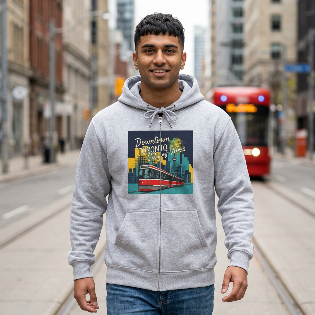 Toronto Tram Hoodie, Cozy Zip-Up Sweatshirt, City Life Apparel, Toronto [...]