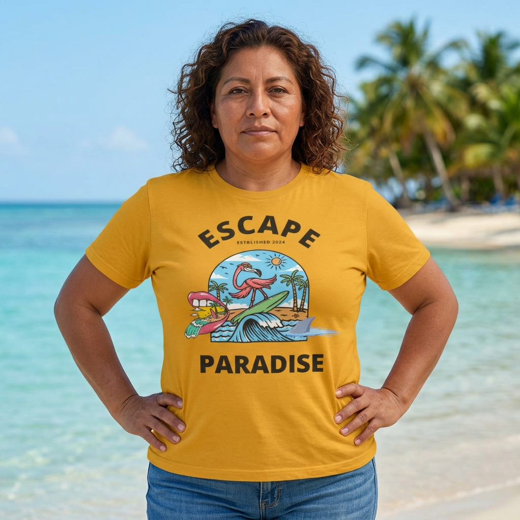Unisex Graphic Tee - Eco-Friendly Unisex Jersey T-Shirt - Comfortable Casual Wear Tee - Escape Paradise Printed Tee - Gift