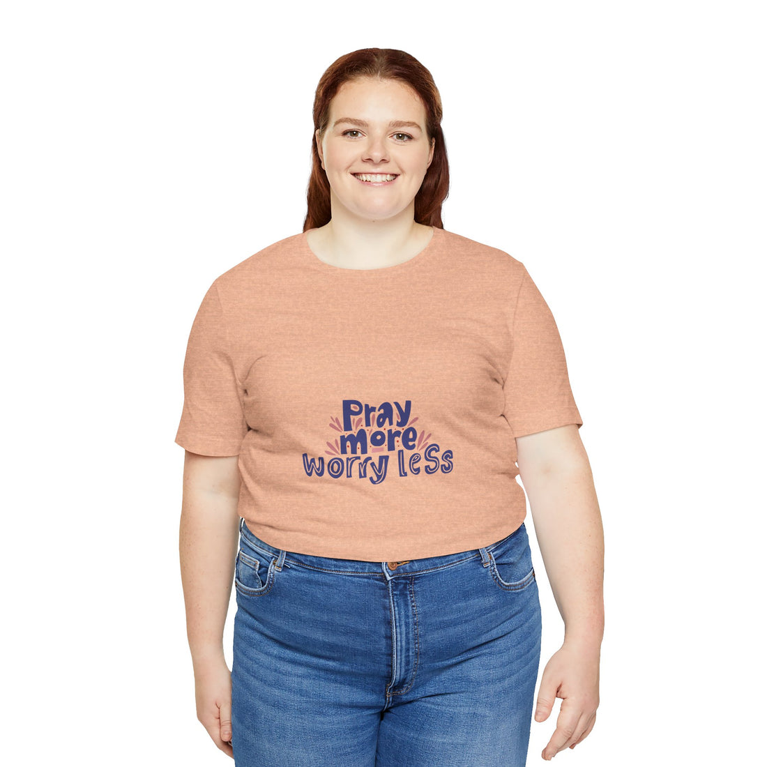 Inspirational Unisex Short Sleeve Tee - &quot;Pray More, Worry Less&quot;