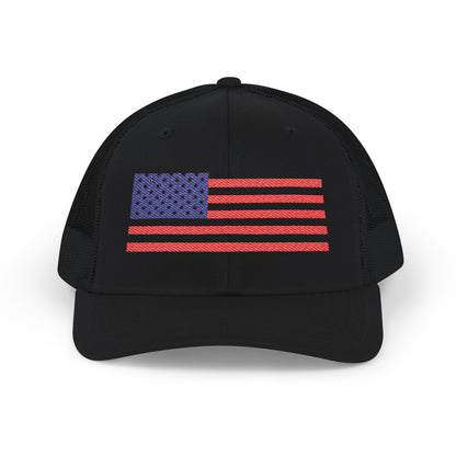 USA Flag Embroidered Snapback Trucker Cap, Perfect Gift for Patriotic Events, Outdoor Adventures, Summer BBQs, Father&