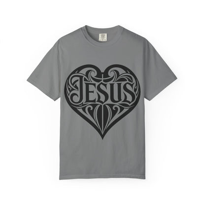 Jesus Heart T-Shirt — Tribal Script Faith Tee