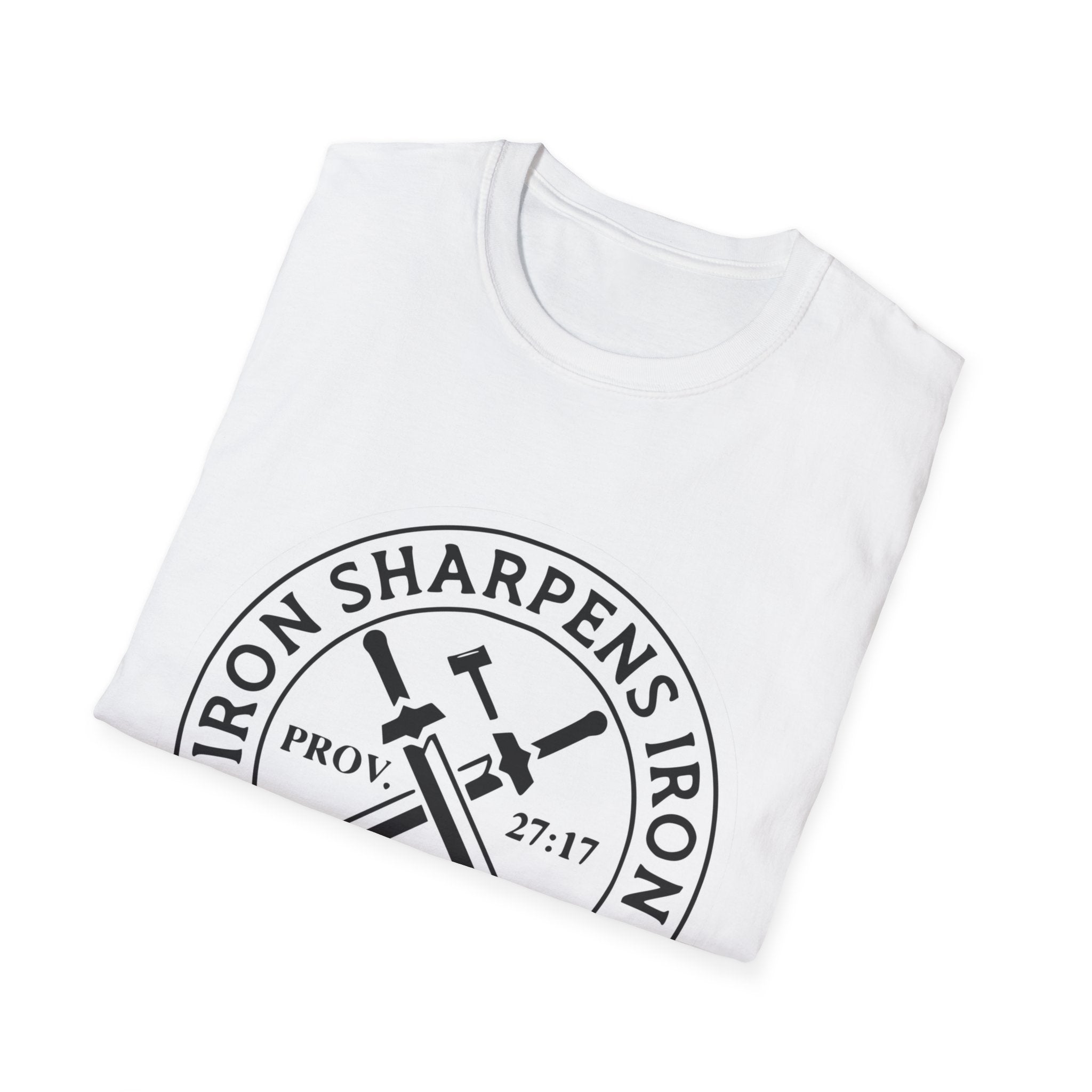 T-Shirt — "Iron Sharpens Iron" Christian Workout Tee (Prov. 27:17)