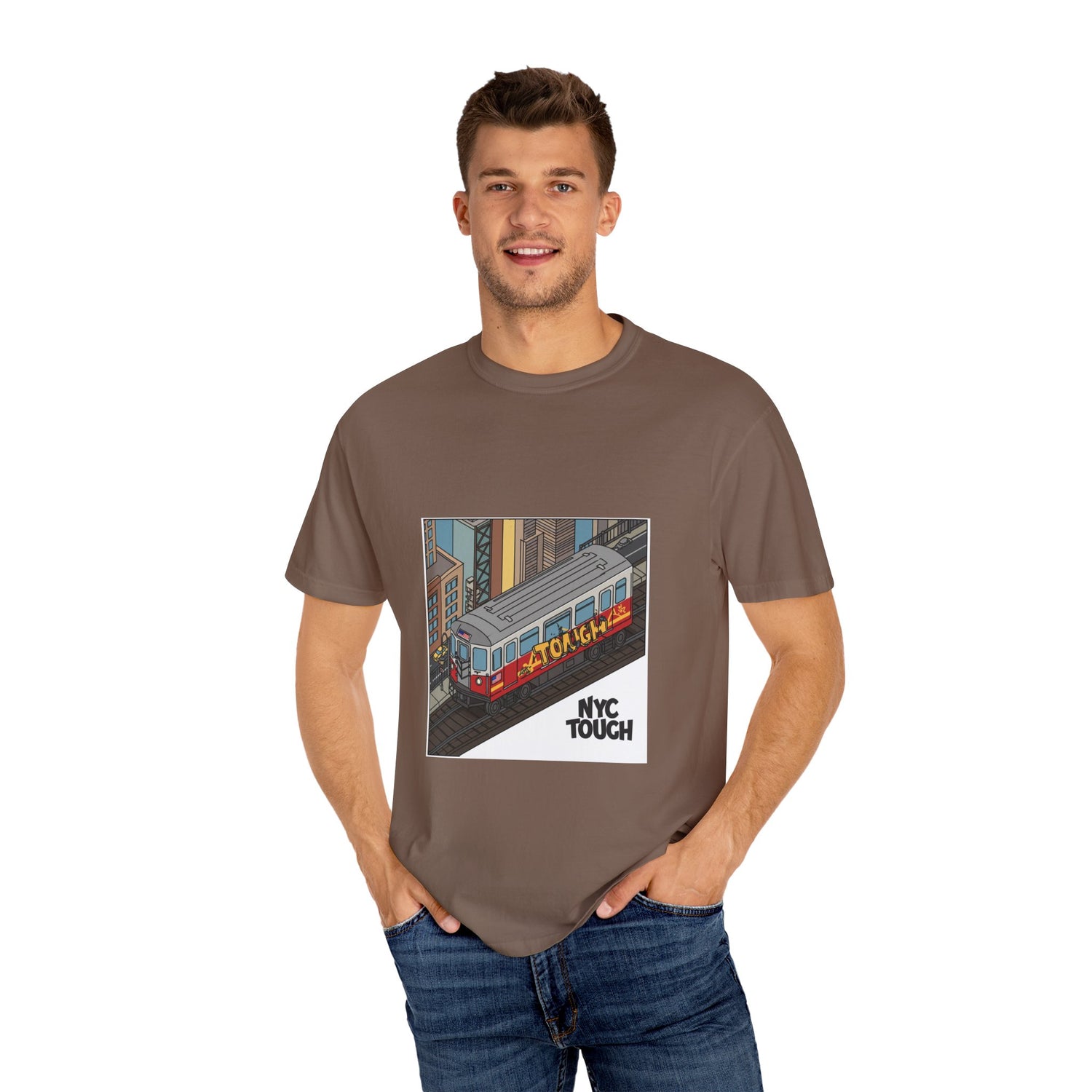 NYC Touch Unisex Garment-Dyed T-Shirt - Cool Light Blue Tee with City Graphics