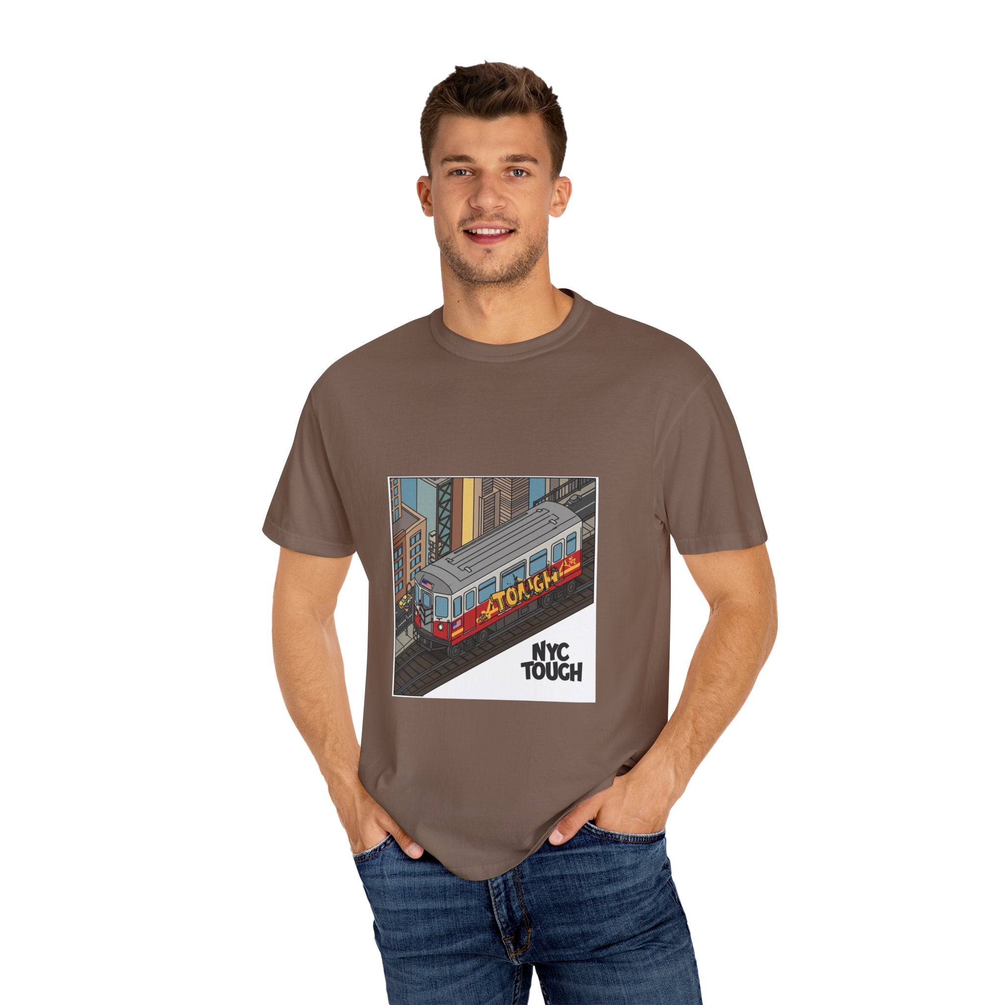 NYC Touch Unisex Garment-Dyed T-Shirt - Cool Light Blue Tee with City Graphics