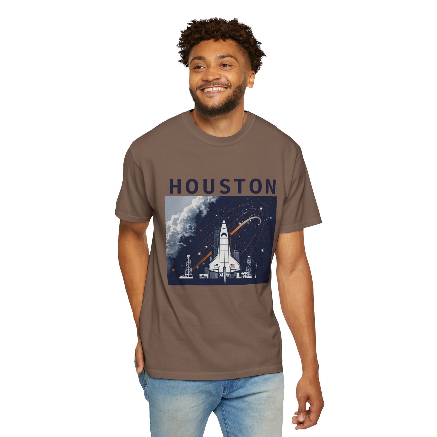 Houston Space Exploration T-shirt - Unisex Garment-Dyed Tee, Astronaut Gift, NASA Fan Apparel, Space Lover&