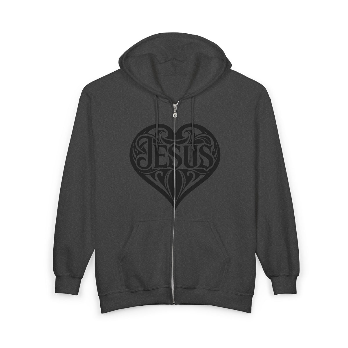 Heart Dagger Zip Hoodie – Gothic Heartline Full-Zip Sweatshirt