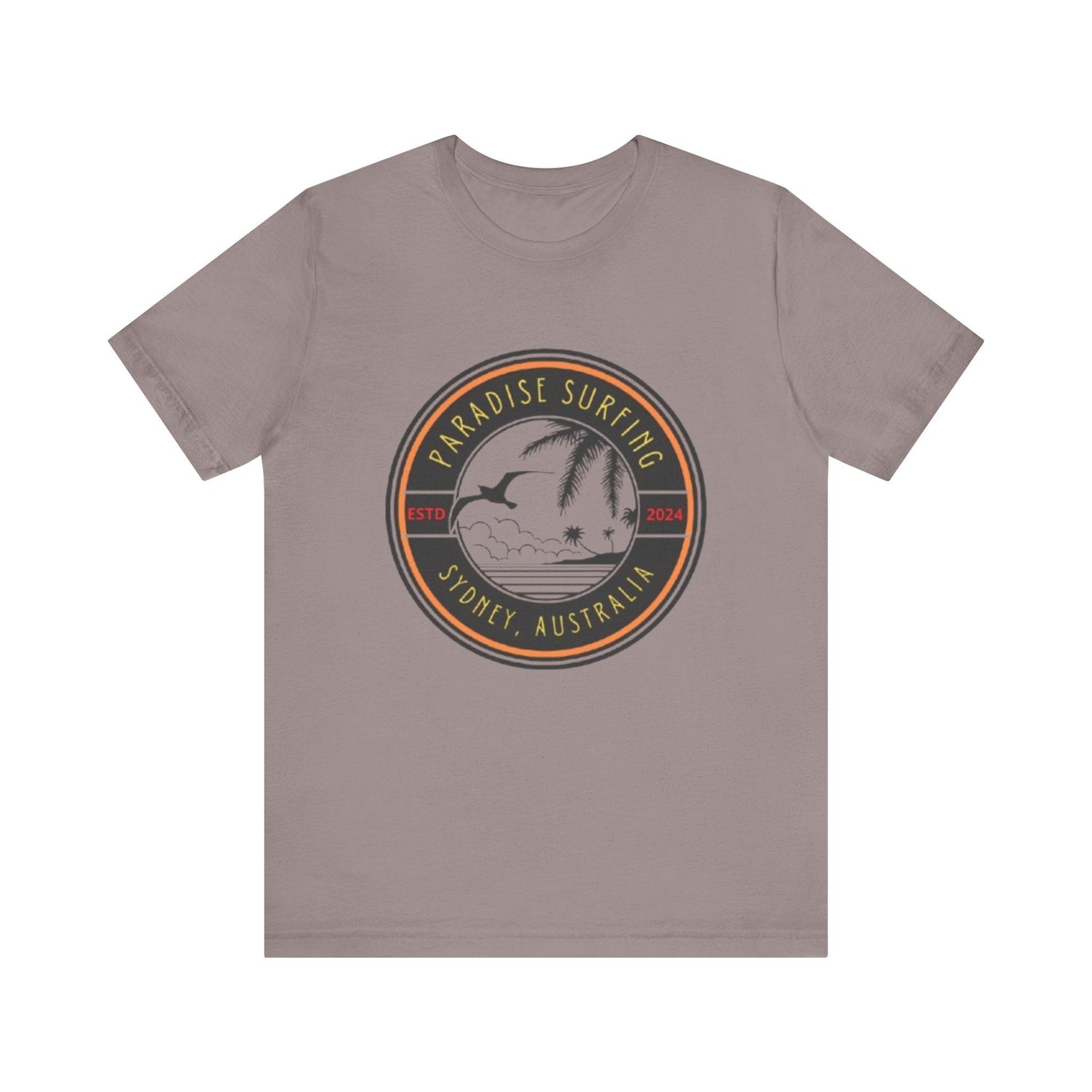 Unisex Graphic Tee - Paradise Surfing Printed Tee - Eco Jersey Shirt .