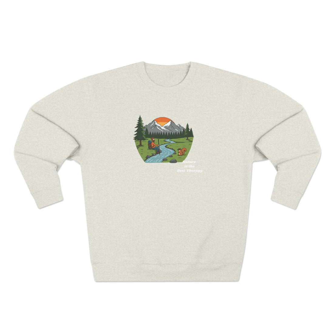 Scenic Mountain River Crewneck — Sunrise Wilderness Sweatshirt