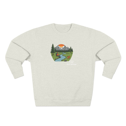 Scenic Mountain River Crewneck — Sunrise Wilderness Sweatshirt