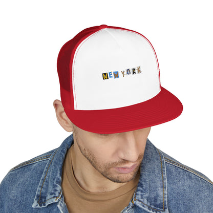 Embroidered New York 5 Panel Trucker Cap - Casual Style for City Lovers