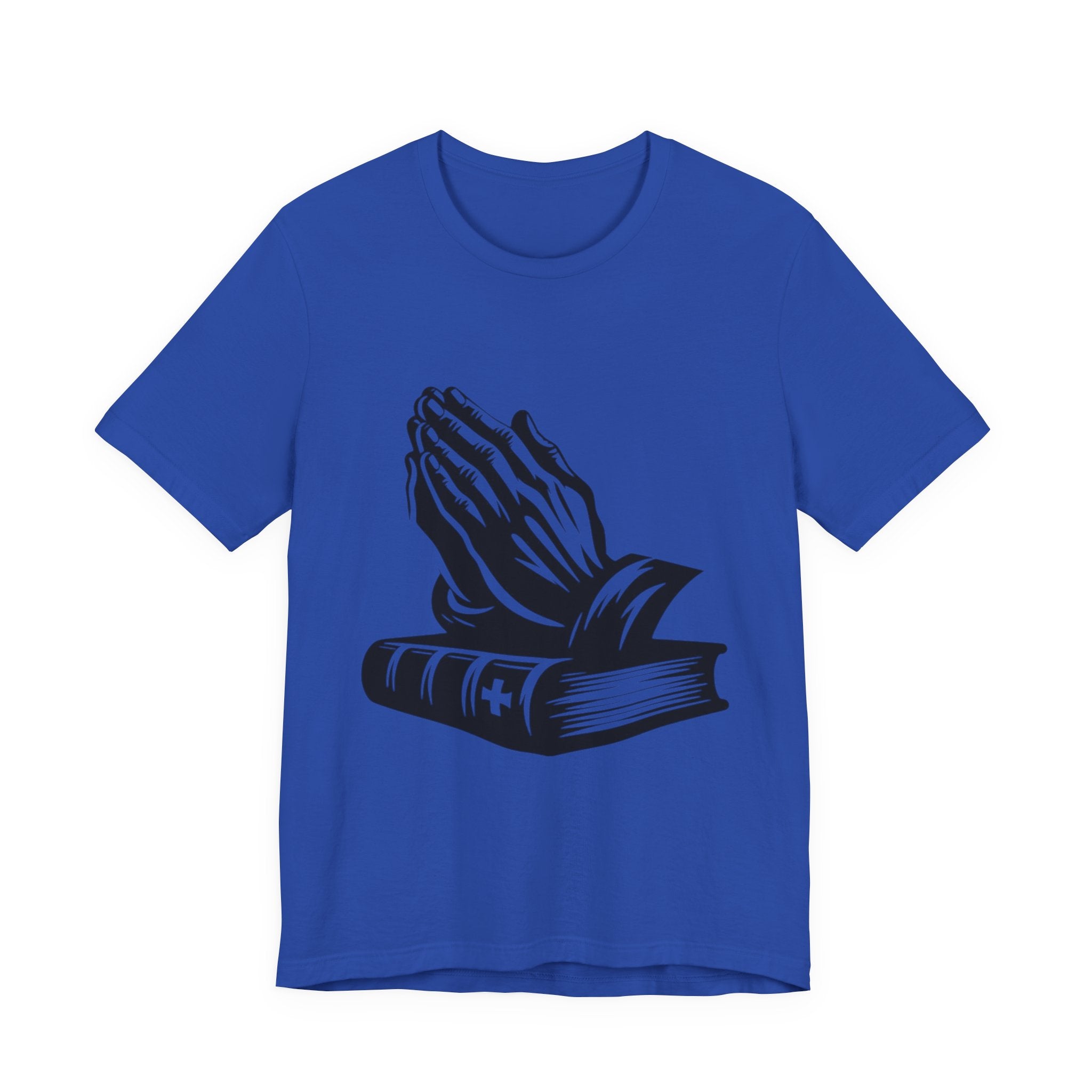 Prayer Hands &amp; Bible T-Shirt — Christian Faith Tee for Church, Prayer, Religious Gifts
