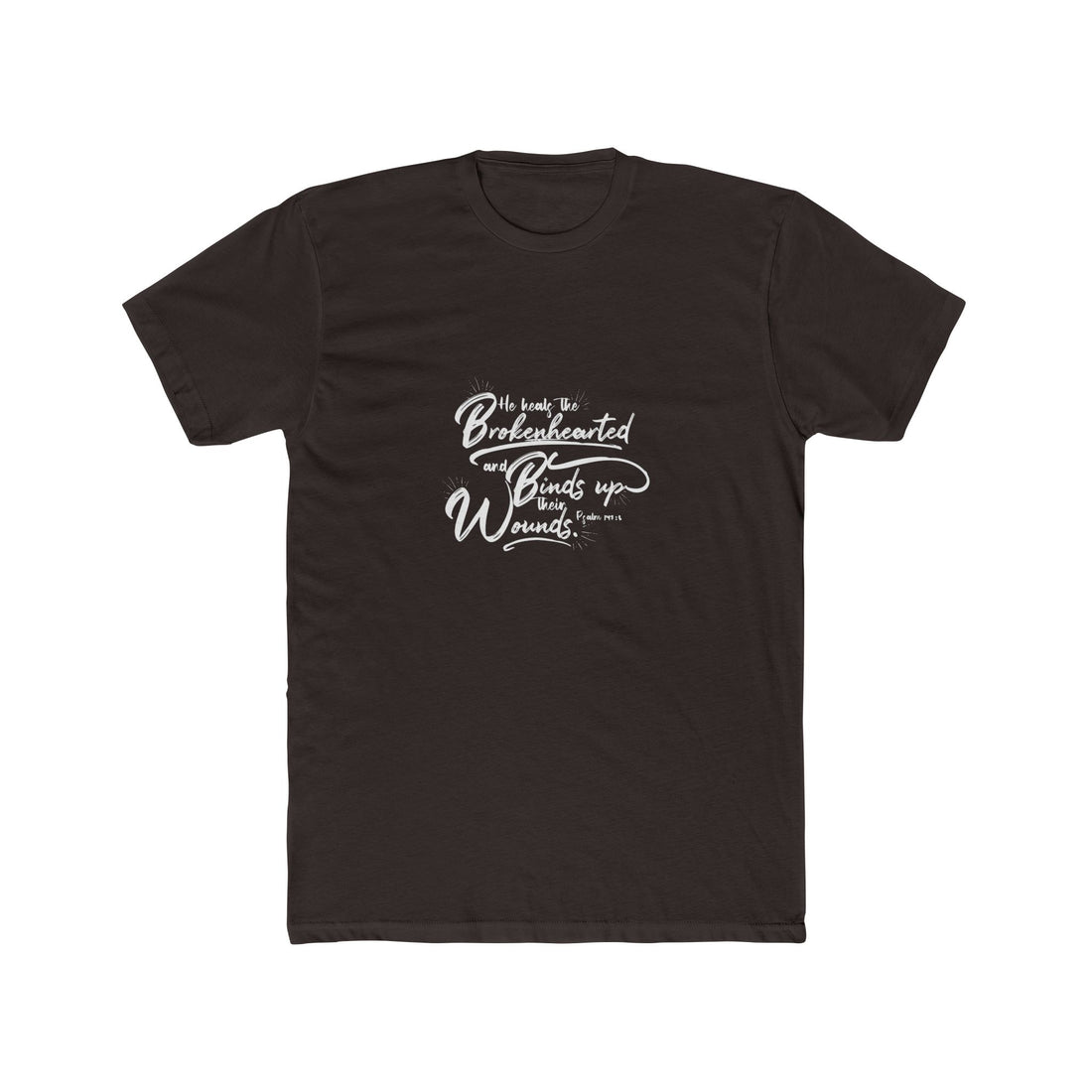 Inspirational Unisex Cotton Crew Tee - &quot;He Turns the Brokenhearted Into Wounds&quot;