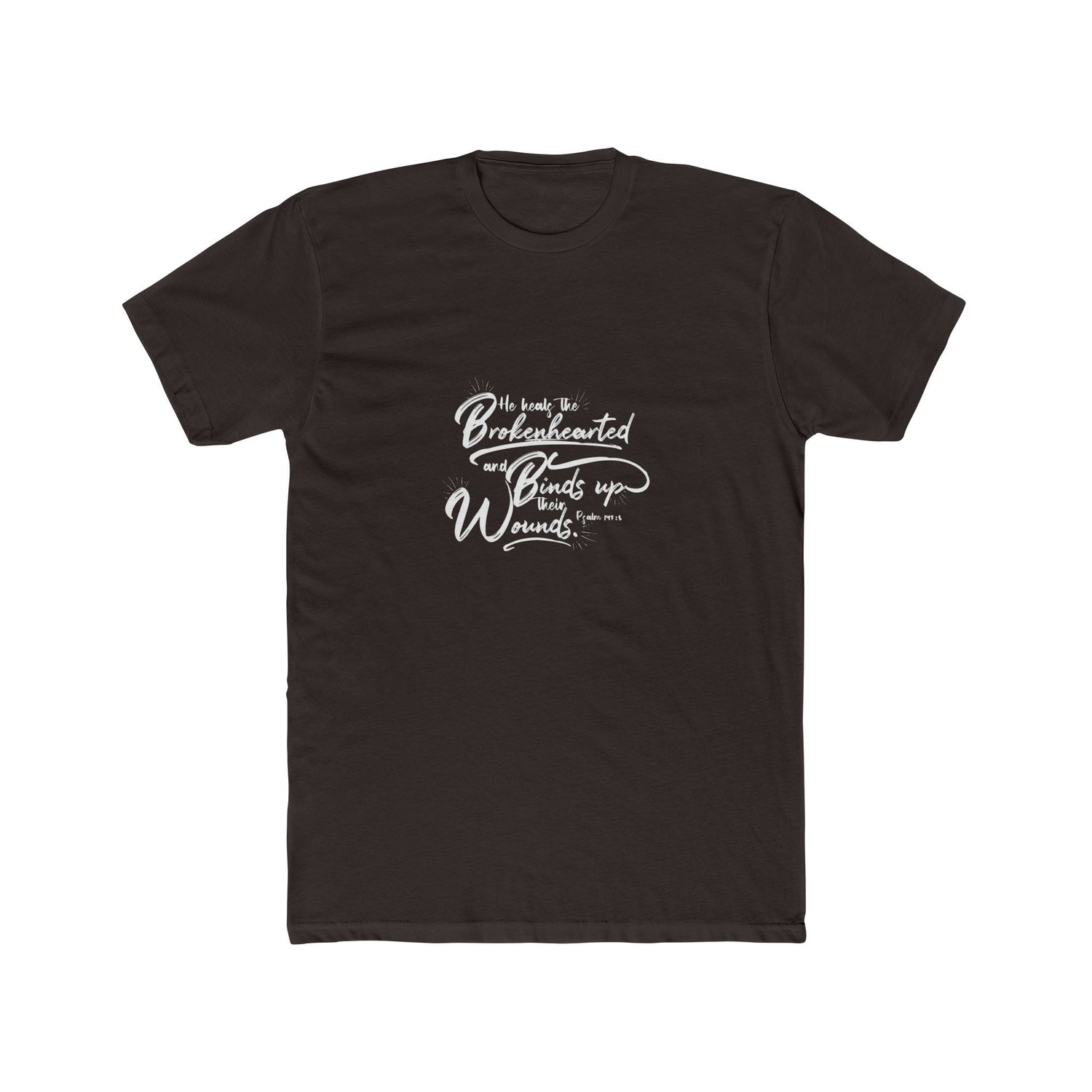Inspirational Unisex Cotton Crew Tee - &quot;He Turns the Brokenhearted Into Wounds&quot;