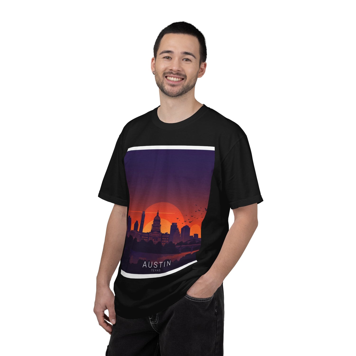 Austin Skyline Sunset T-Shirt — Retro Cityscape Graphic Tee