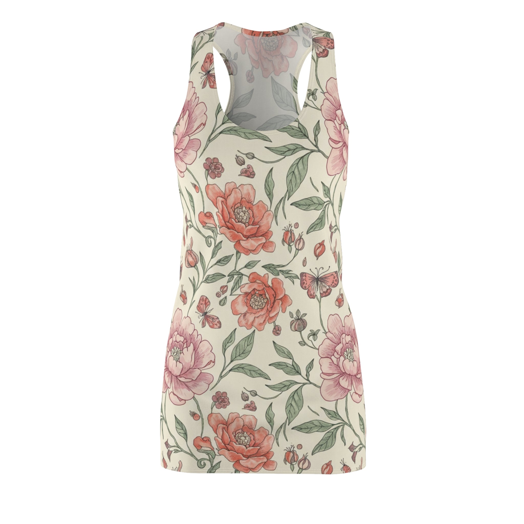 Floral Racerback Dress — Pink Peony Bouquet AOP