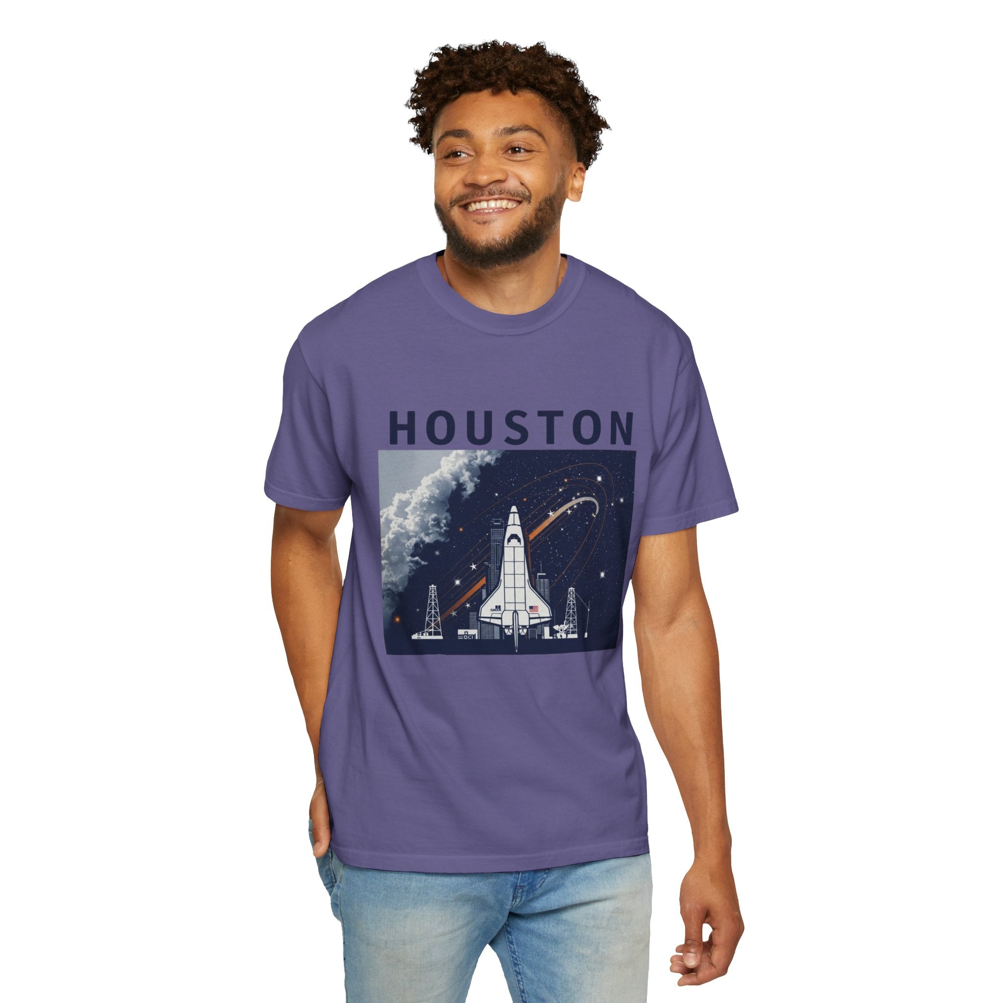 Houston Space Exploration T-shirt - Unisex Garment-Dyed Tee, Astronaut Gift, NASA Fan Apparel, Space Lover&