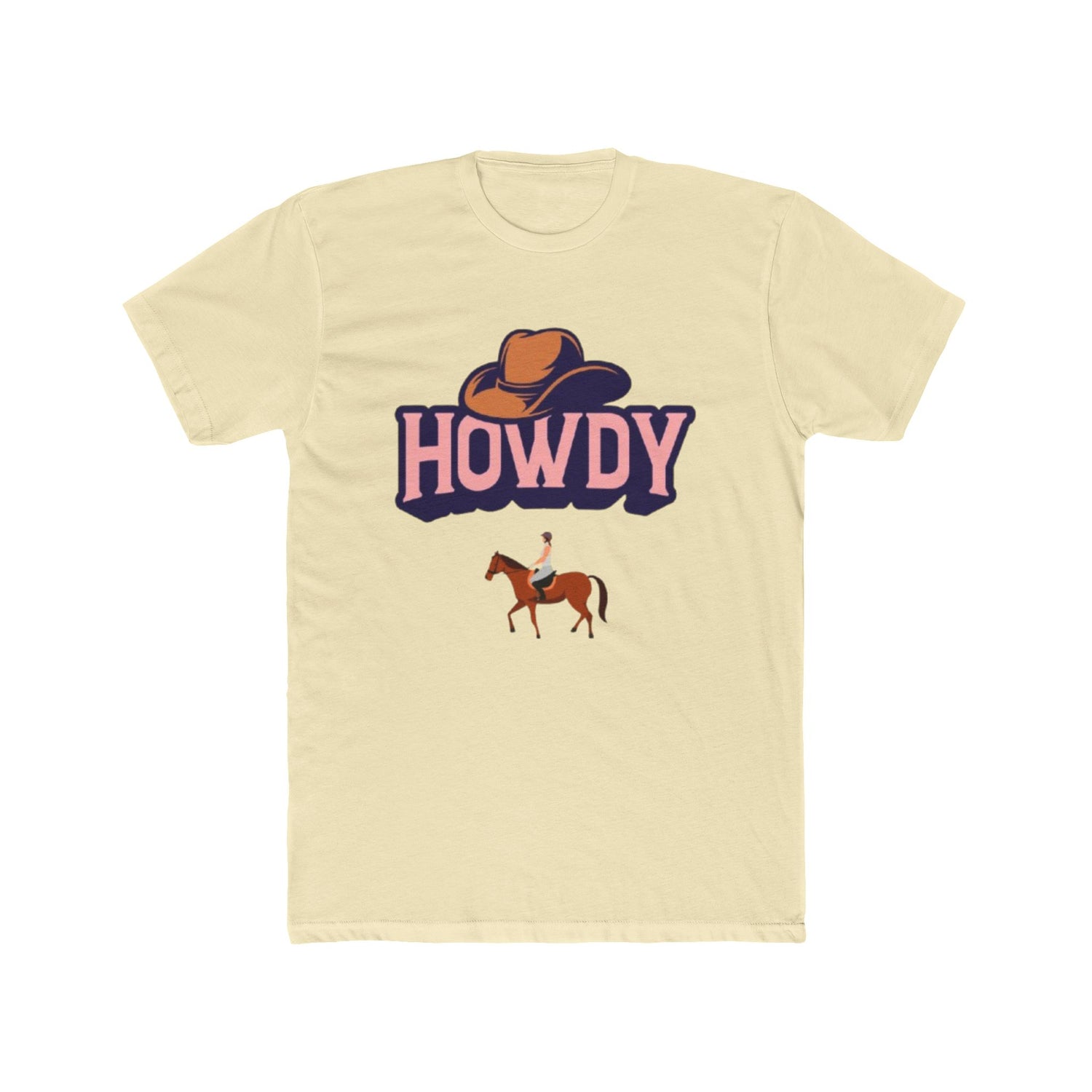 Howdy Cowboy Unisex Cotton Crew Tee | Fun Western T-Shirt for Casual Wear - Comfortable Soft Cotton Printed Tee - Gift