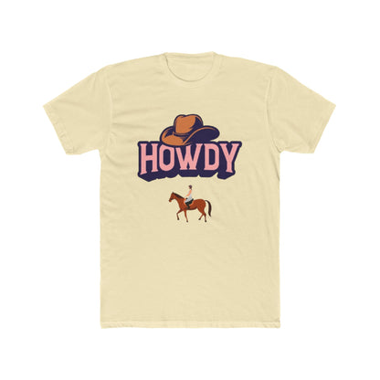 Howdy Cowboy Unisex Cotton Crew Tee | Fun Western T-Shirt for Casual Wear - Comfortable Soft Cotton Printed Tee - Gift