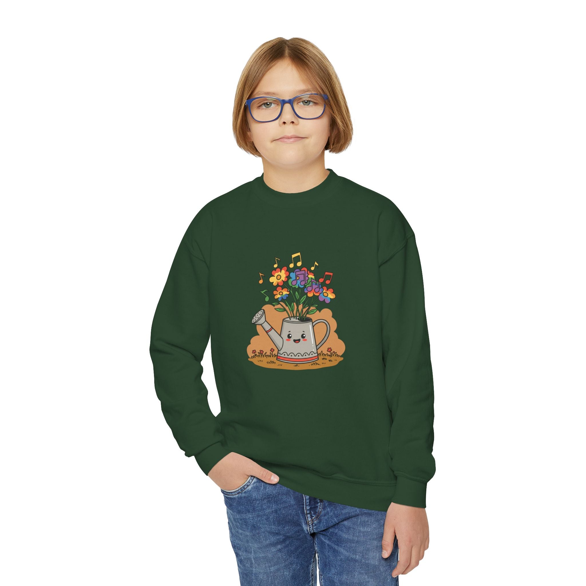 Cute Floral Music Youth Crewneck Sweatshirt