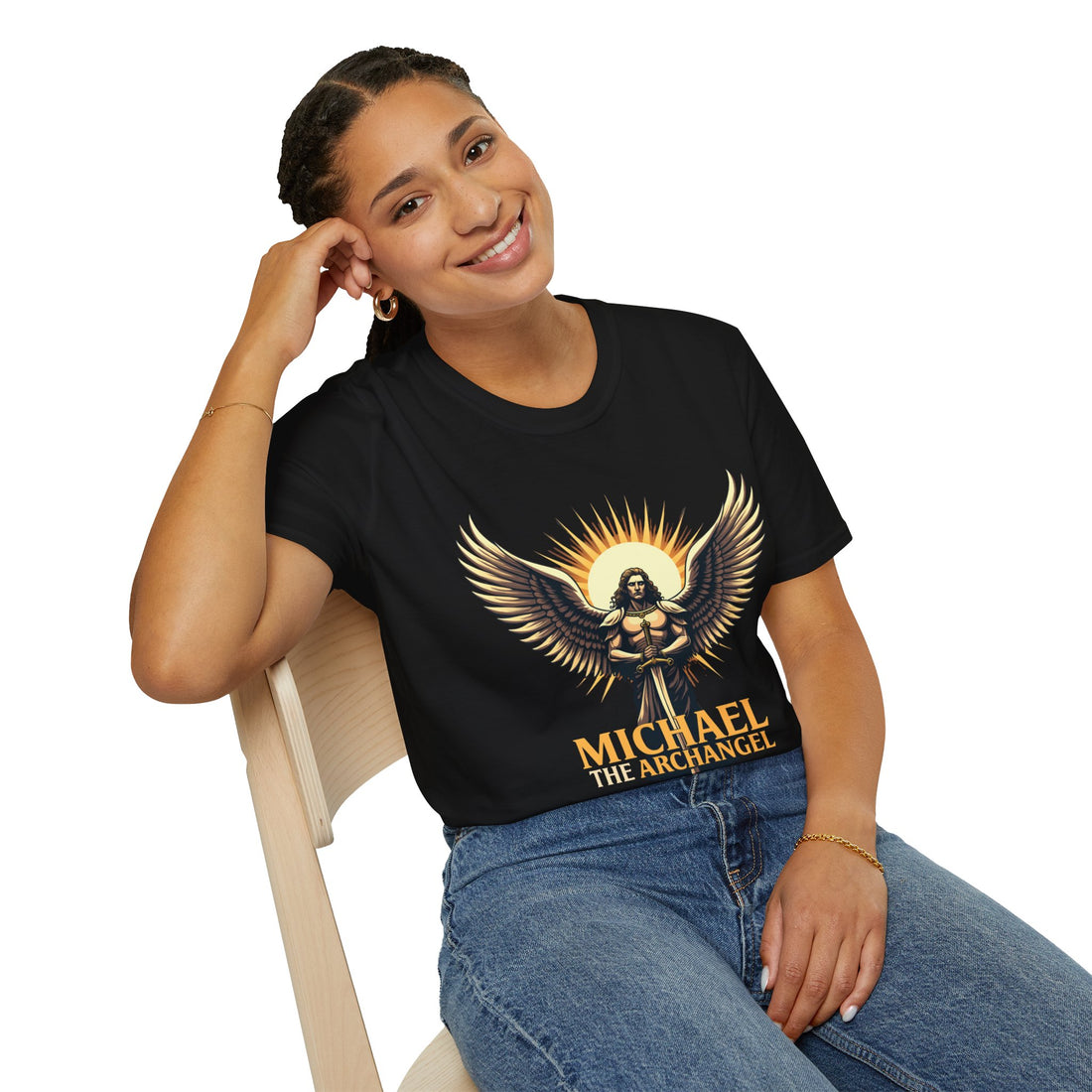 Archangel Michael Unisex Softstyle T-Shirt - Inspirational Divine Design