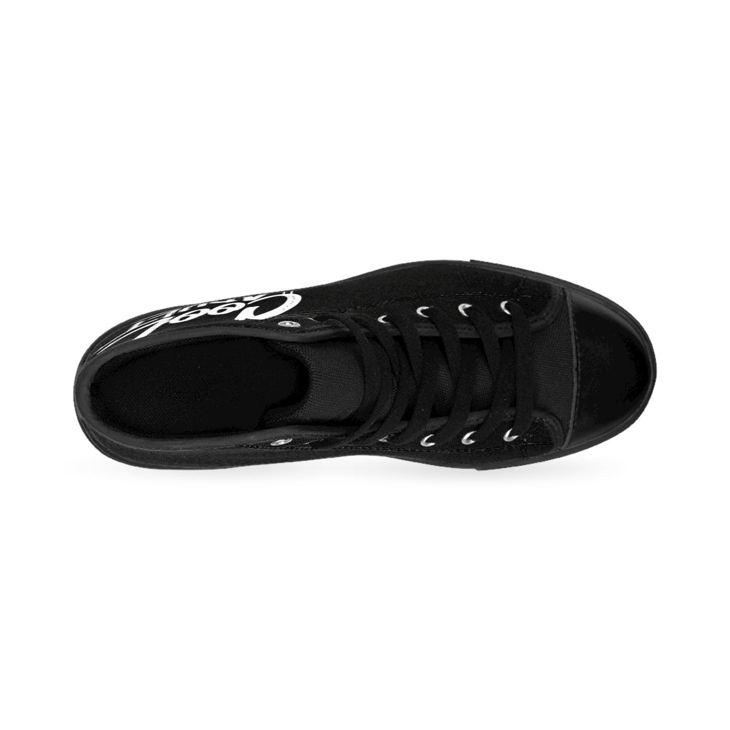 Cool Adult High-Top Sneakers — Graphic Black Canvas Casual Shoes