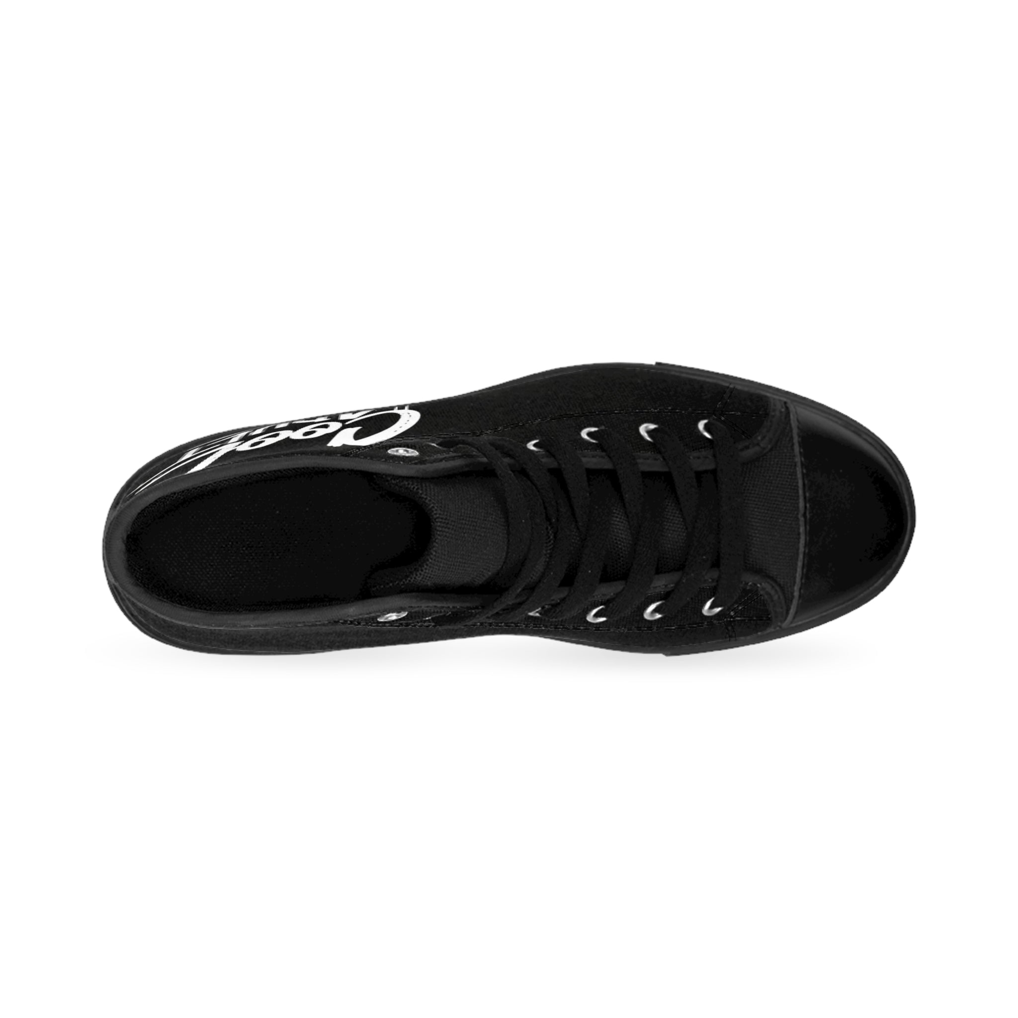 Cool Adult High-Top Sneakers — Graphic Black Canvas Casual Shoes