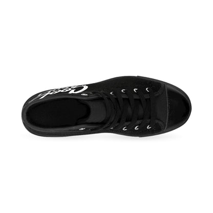 Cool Adult High-Top Sneakers — Graphic Black Canvas Casual Shoes