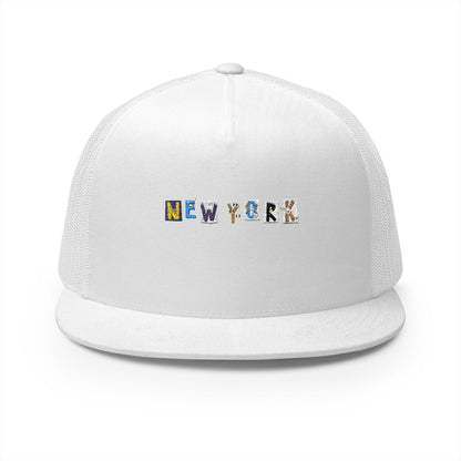 Embroidered New York 5 Panel Trucker Cap - Casual Style for City Lovers