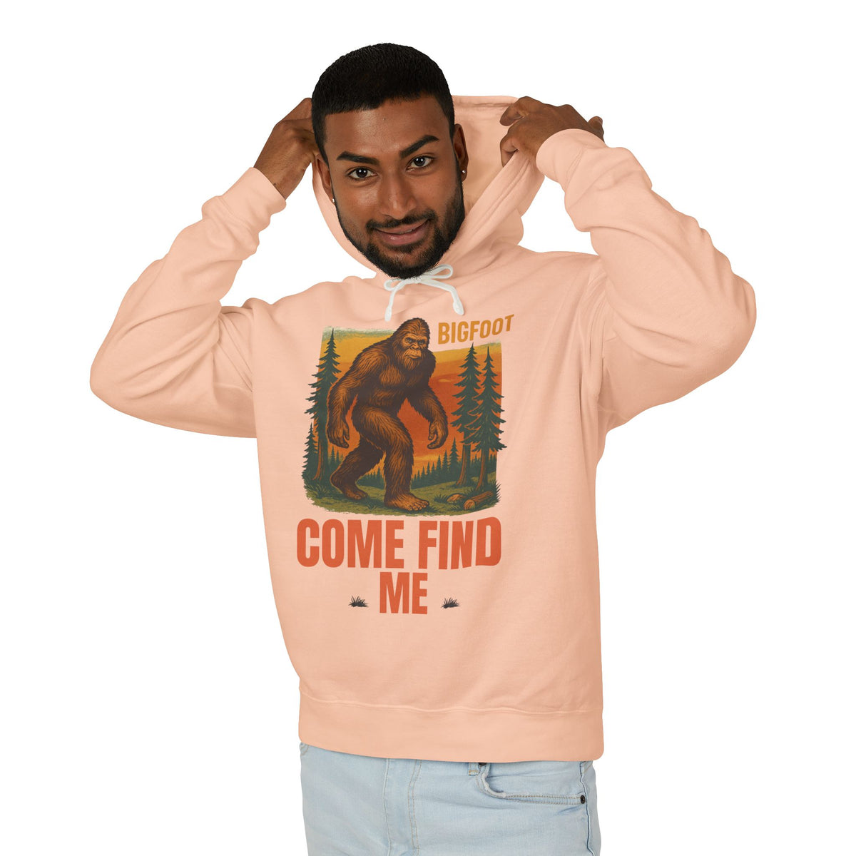 Bigfoot Adventure Lightweight Hoodie, Cozy Sweatshirt for Nature Lovers, Perfect Gift for Outdoor Enthusiasts, Camping, Hiking, Adventure
