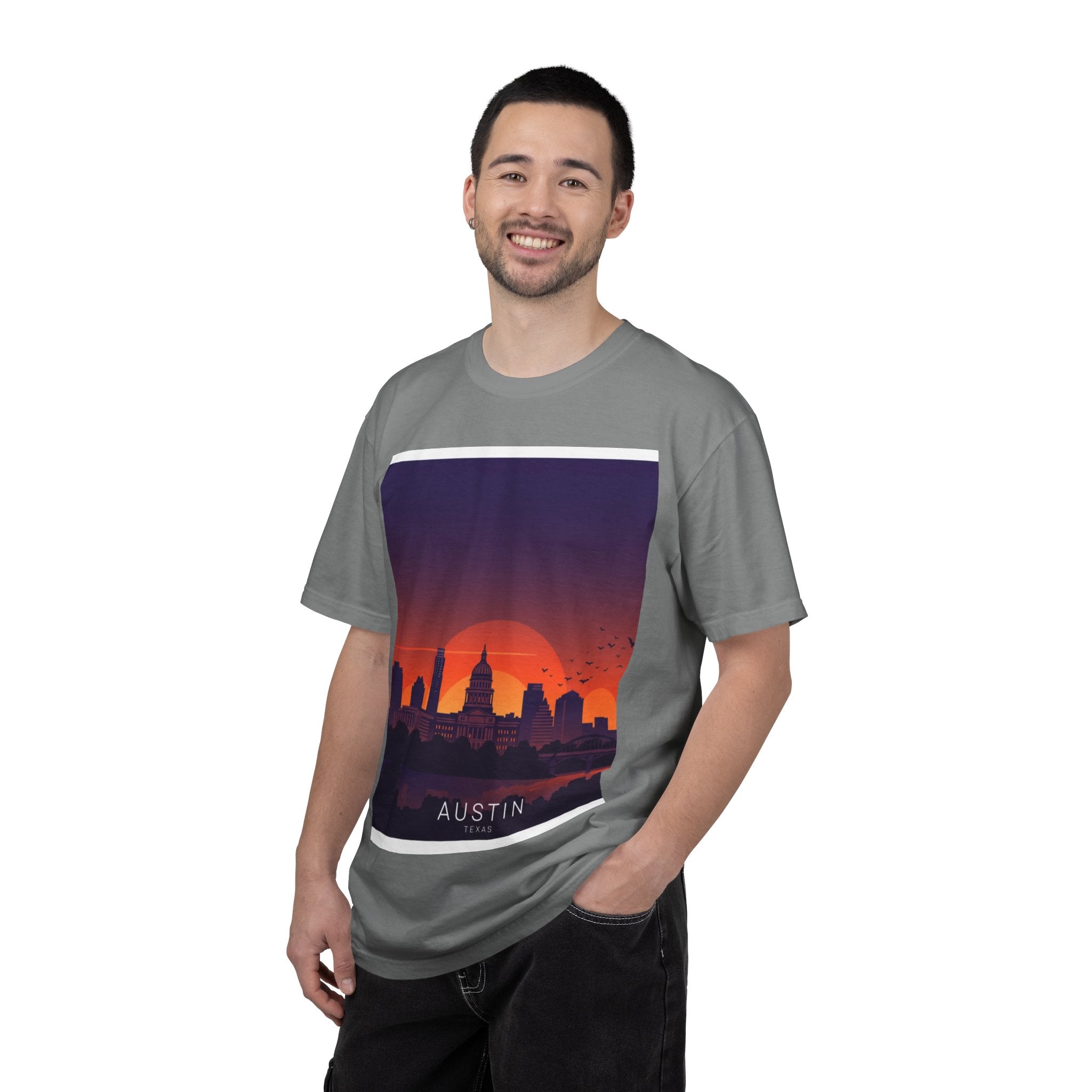 Austin Skyline Sunset T-Shirt — Retro Cityscape Graphic Tee