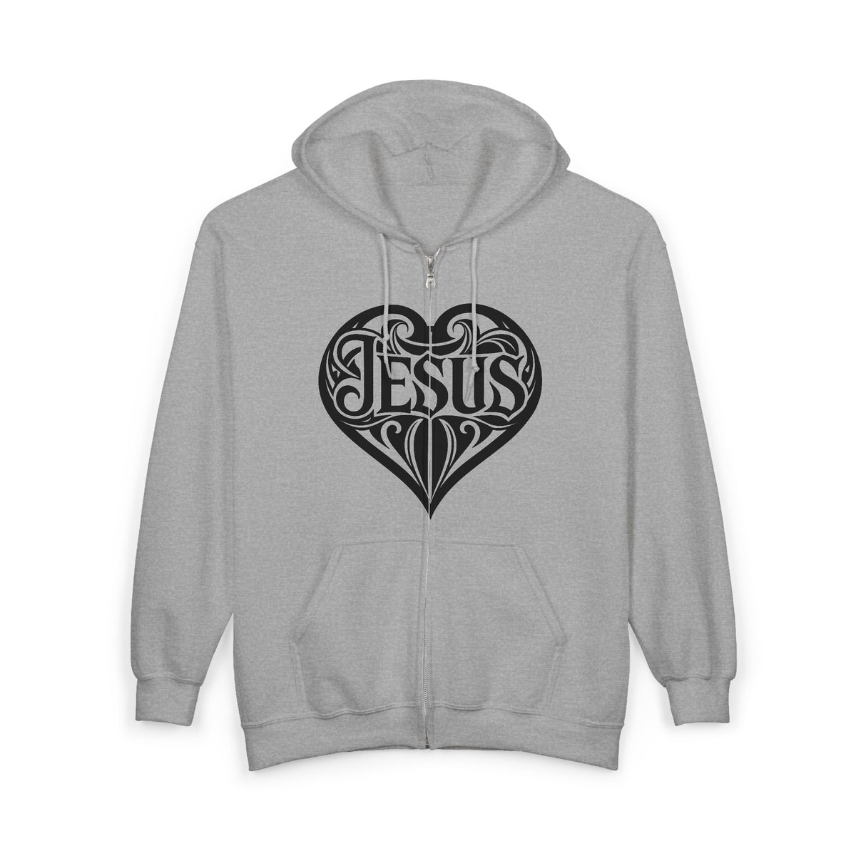 Heart Dagger Zip Hoodie – Gothic Heartline Full-Zip Sweatshirt