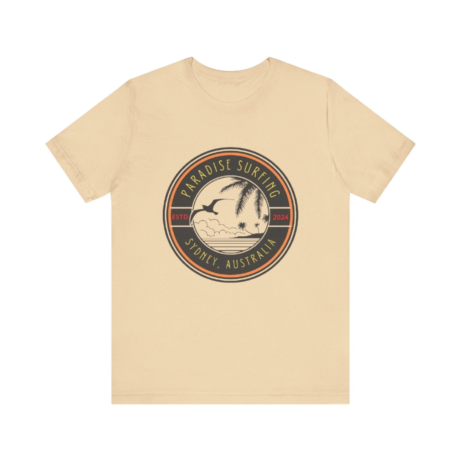 Unisex Graphic Tee - Paradise Surfing Printed Tee - Eco Jersey Shirt .