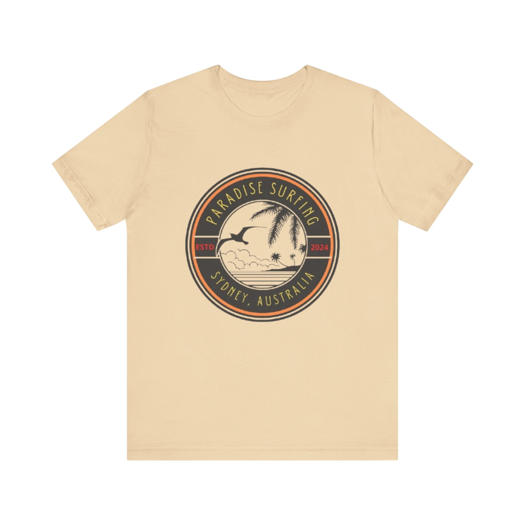 Unisex Graphic Tee - Paradise Surfing Printed Tee - Eco Jersey Shirt .
