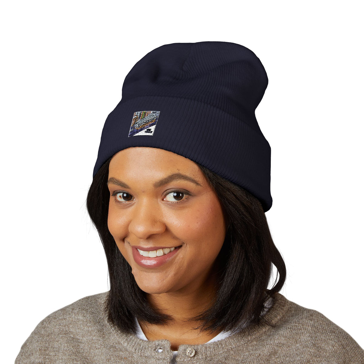 Cozy Embroidered Cuffed Beanie - Winter Warmth &amp; Style
