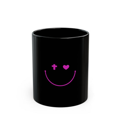 Smiley Face Black Mug - 11oz &amp; 15oz - Perfect Gift for Friends and Family