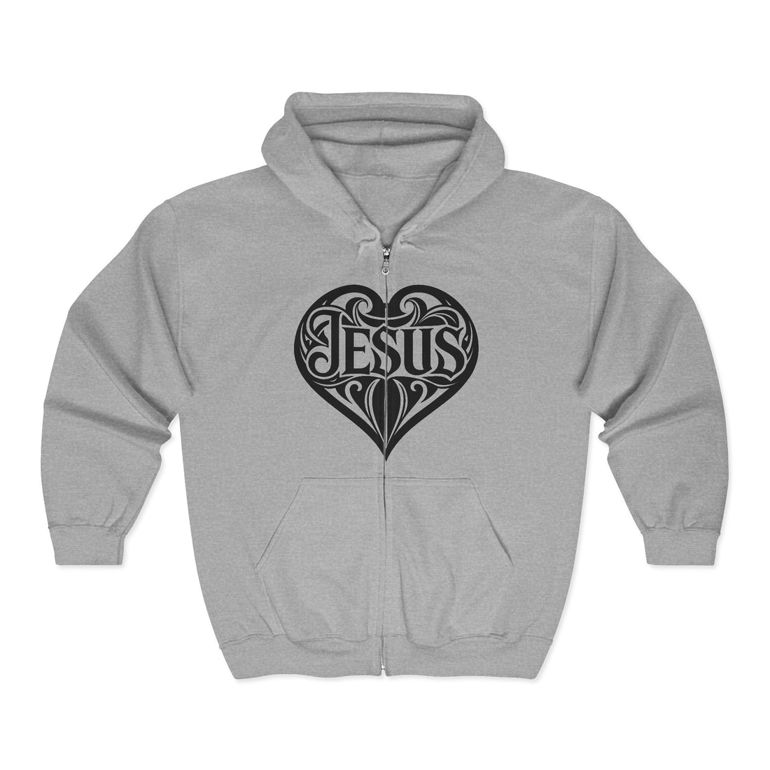 Heart Dagger Zip Hoodie – Gothic Heartline Full-Zip Sweatshirt