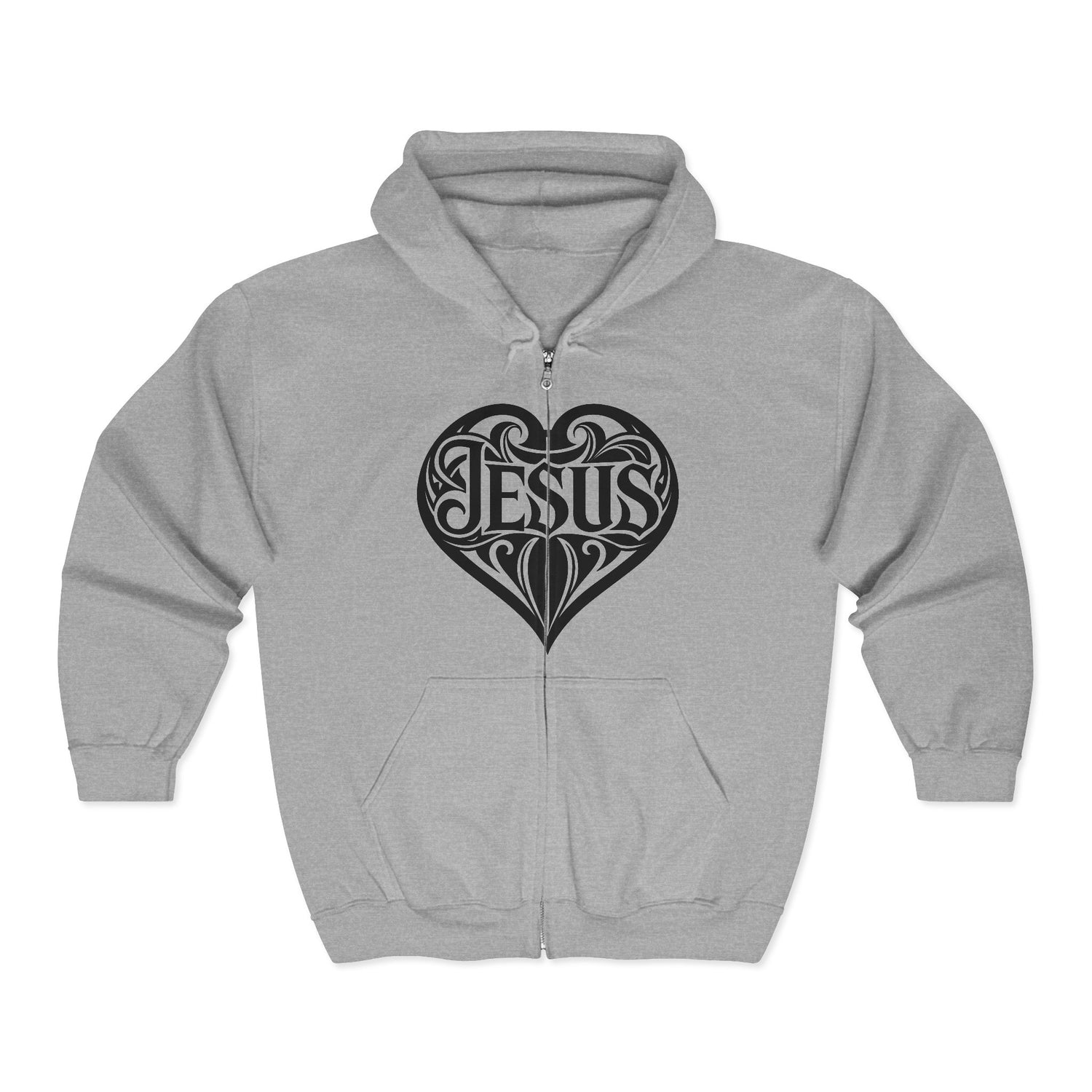 Heart Dagger Zip Hoodie – Gothic Heartline Full-Zip Sweatshirt