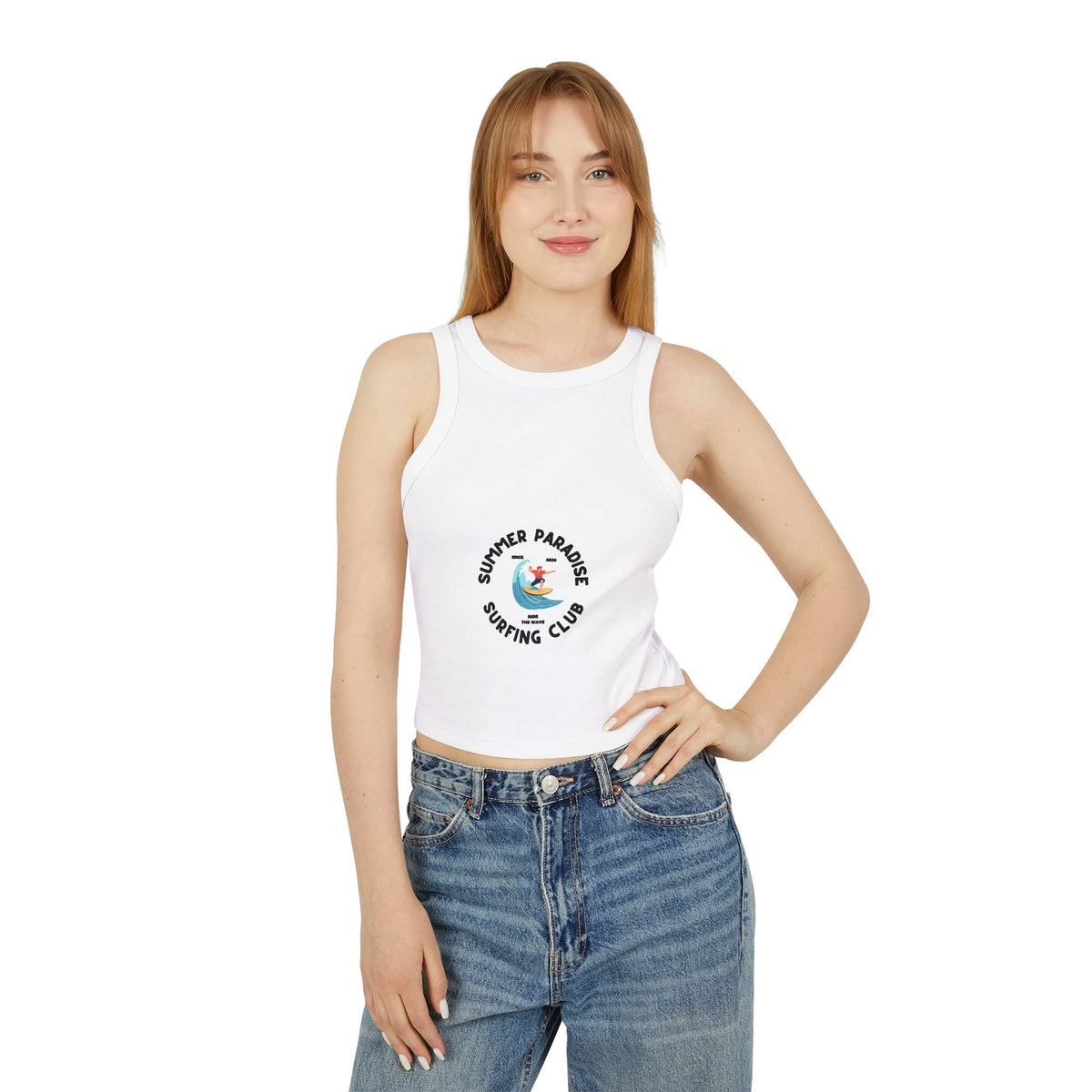 Surfing Club Racer Tank Top — "Summer Paradise" Graphic