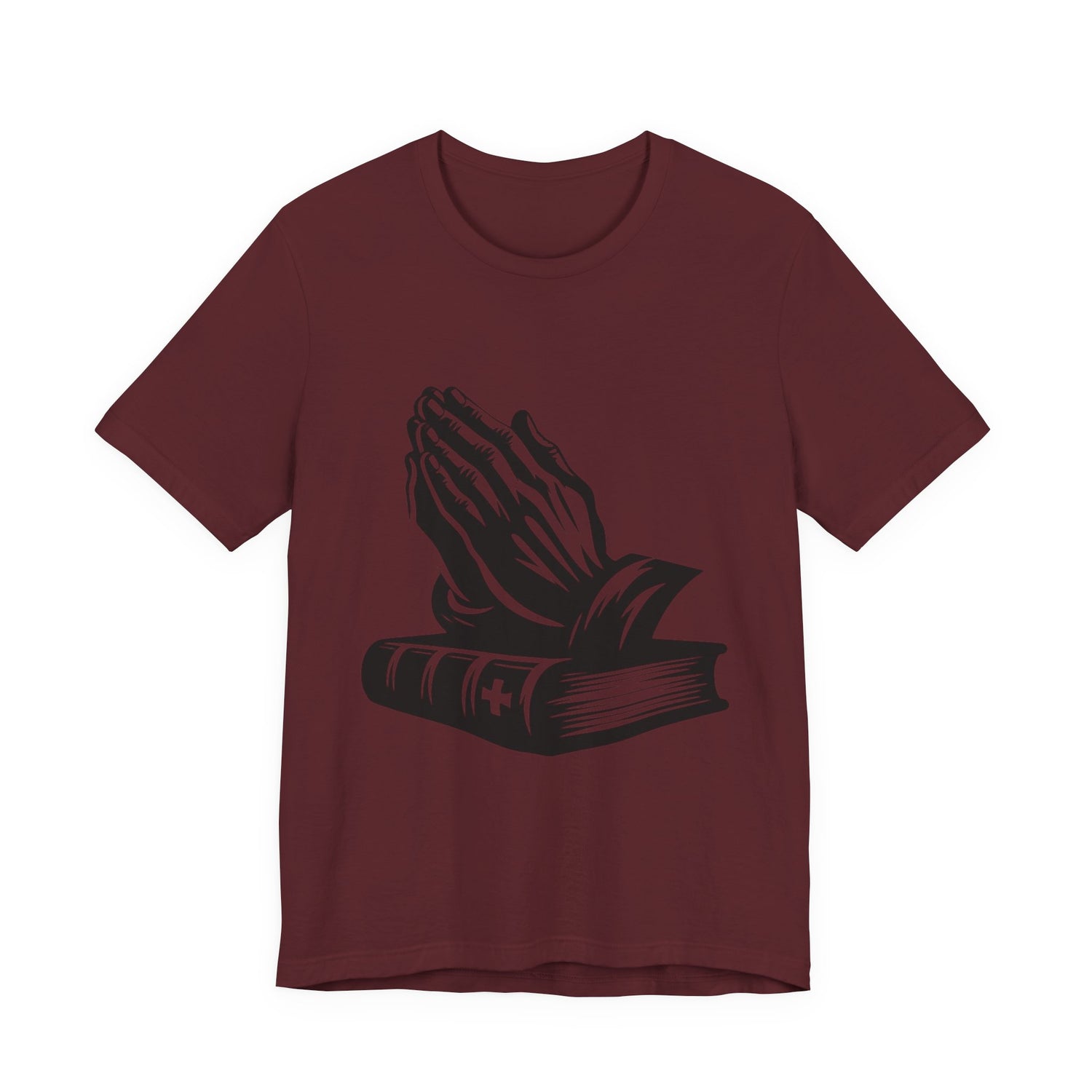 Prayer Hands &amp; Bible T-Shirt — Christian Faith Tee for Church, Prayer, Religious Gifts
